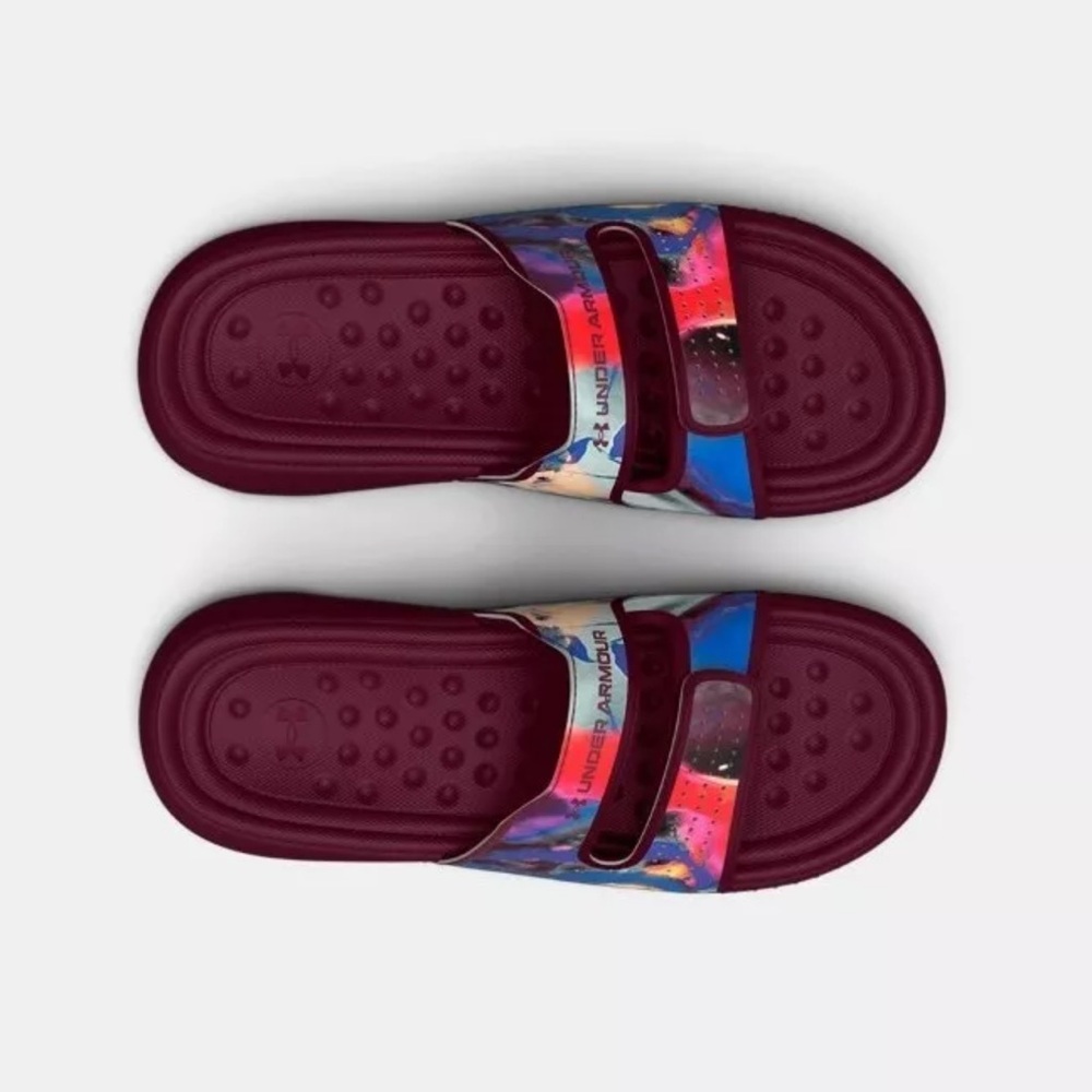 (WMNS) Under Armour Ansa Studio Slides 'Graphic Bolt Red'  NWOT (sz:11)